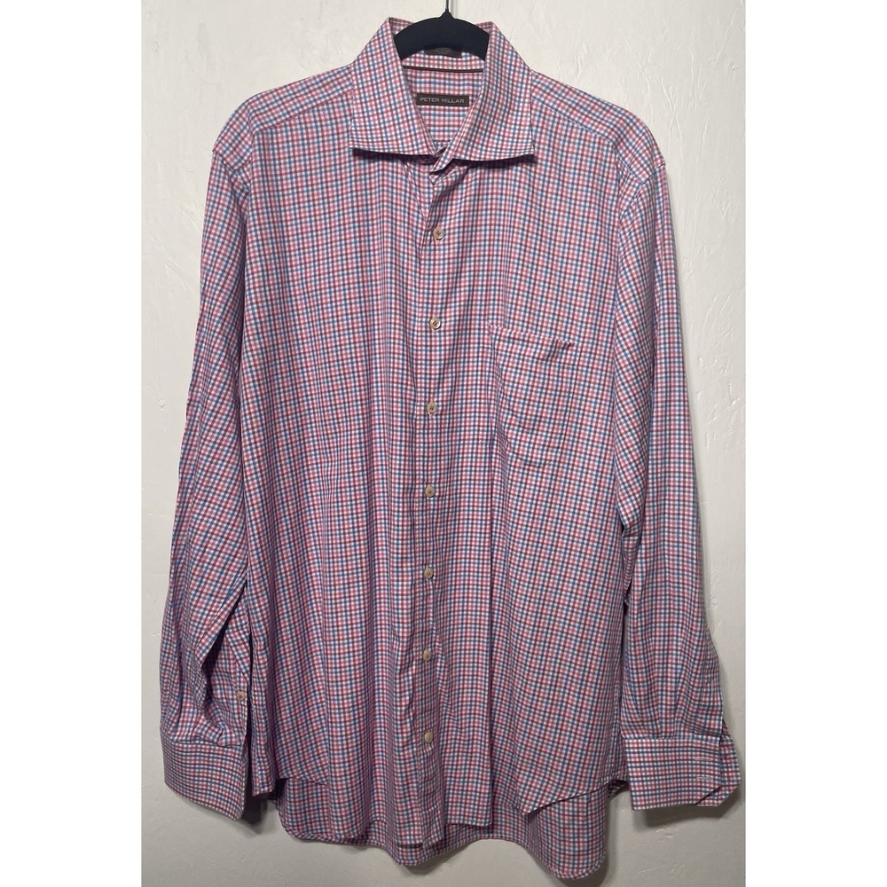Peter Millar Red &‎ Blue Button Up Shirt Size Large